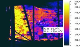 фрагмент кирпичной кладки (изображение с тепловизора)